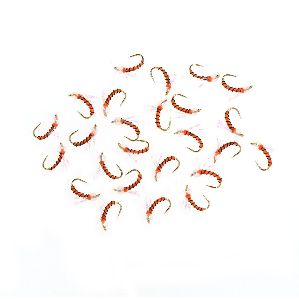 10 PIÈCES Nymphe Standard Midge pour la Pêche à la Mouche, Motif Truite pour Toute l'Année, Hameçon Doré sans Ardillon #16, Leurres d'Eau Douce pour la Pêche à la Mouche