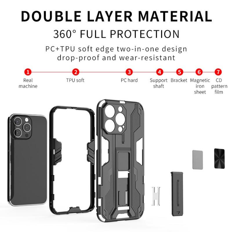 Armor Structure Shockproof Case For iPhone 15 14 13 12 Mini 11 Pro Max XS XR 8 7 6 Plus 8 7 6 G SE2 Holder Cover Magnetic Shell