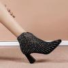 Gypsy Rhinestone Short Boots Women's Autumn and Winter New Pointed Anti-collision High Heels Fashion Boots Side Zipper Martin Boots