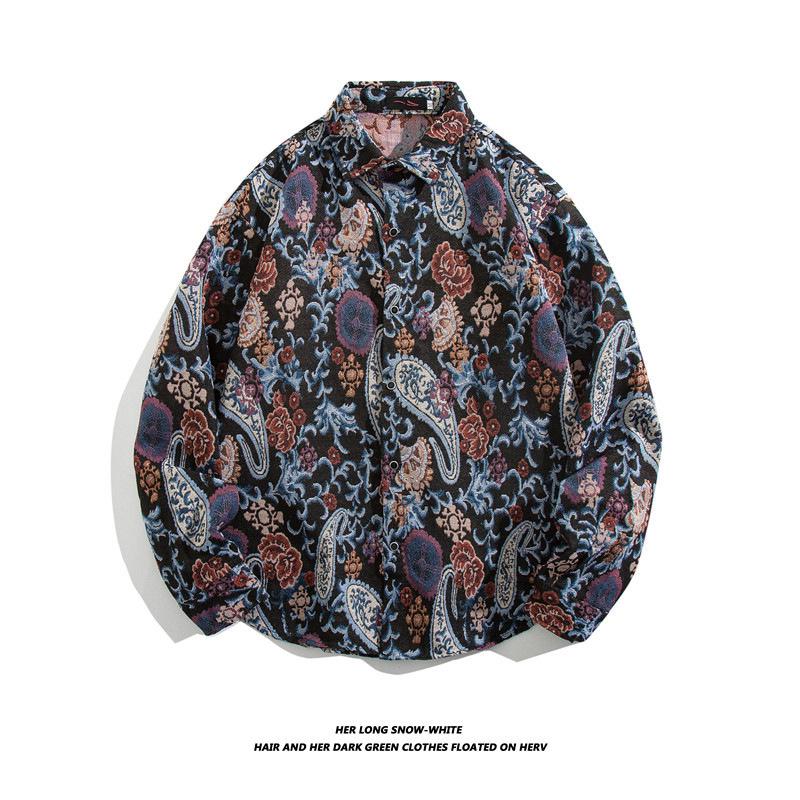 

Мужская винтажная барочная японская этническая вышитая куртка с длинными рукавами свободного покроя для осени и зимы XXX-Large