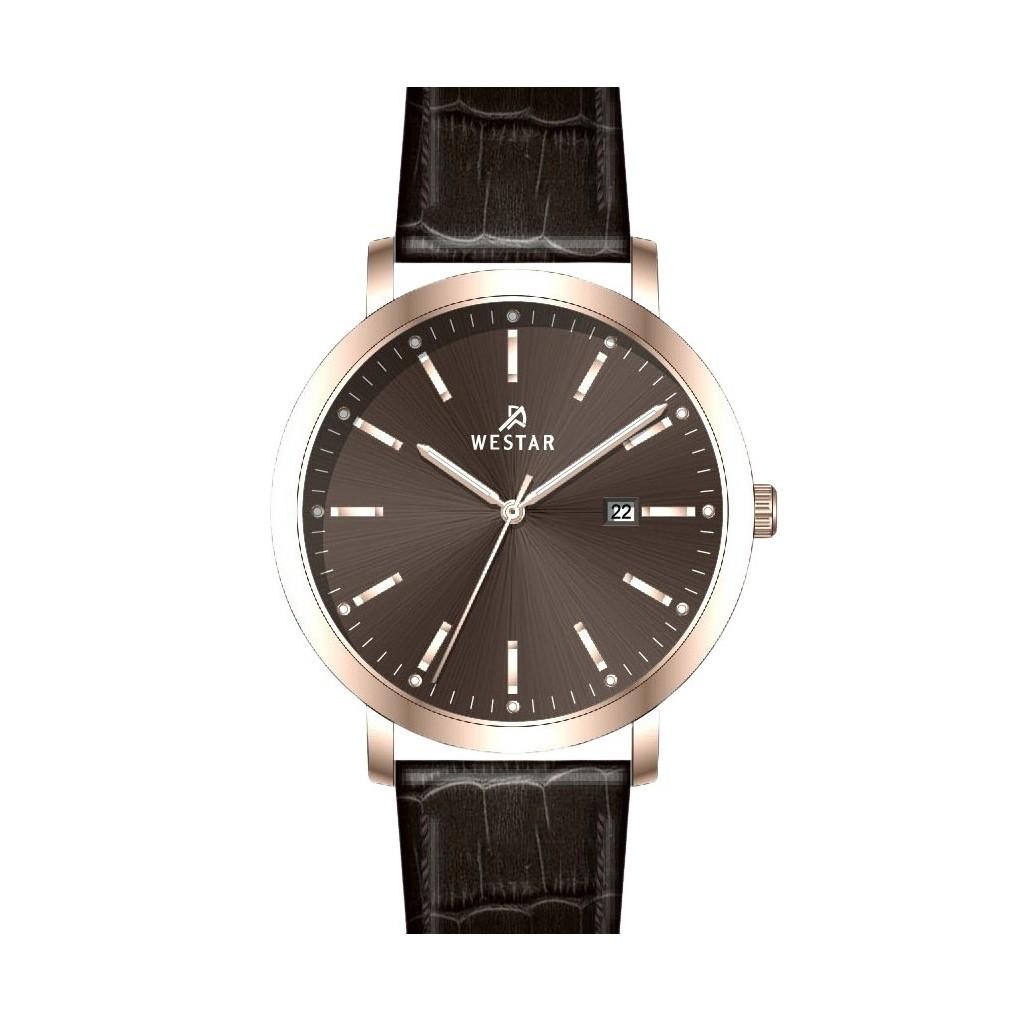 Westar Profile Herren-Armbanduhr mit Lederarmband und braunem Zifferblatt, Quarzuhrwerk 50216PPN620