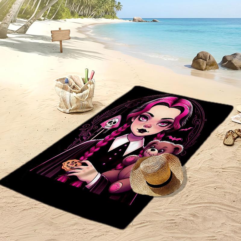 Wednesday tv Printed Quick Dry Beach Towel Super Absorbent Soft Lightweight Bath Towel for Pool Summer Travel