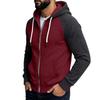 Men's Casual Colorblock Hooded Jacket with Zipper and Large Pockets, Raglan Sleeve Long Sleeve Coat
