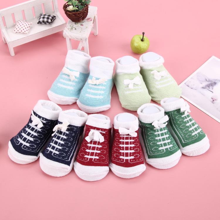 Fashionable Cute Shoe-Style Breathable Cotton Baby Socks for Autumn & Winter