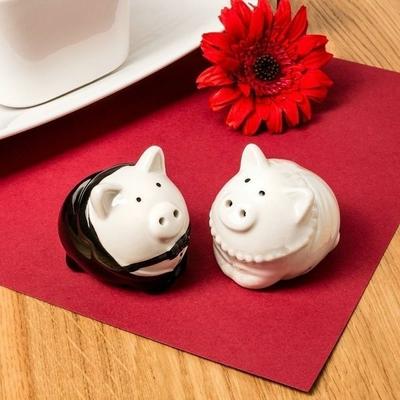 Salz- und Pfefferstreuer, verheiratete Schweine, original Salz und Pfeffer