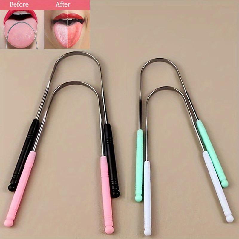 Stainless Steel U-Shaped Tongue Scraper and Brush Oral Cleaner