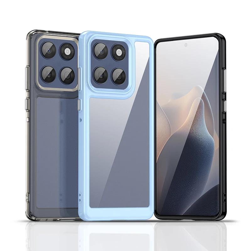 For Moto Edge 60 Fusion 60S 60Pro Hard PC Transparent Case For Moto Signature 70 Ultra TPU Candy Color Frame Shockproof Bumper