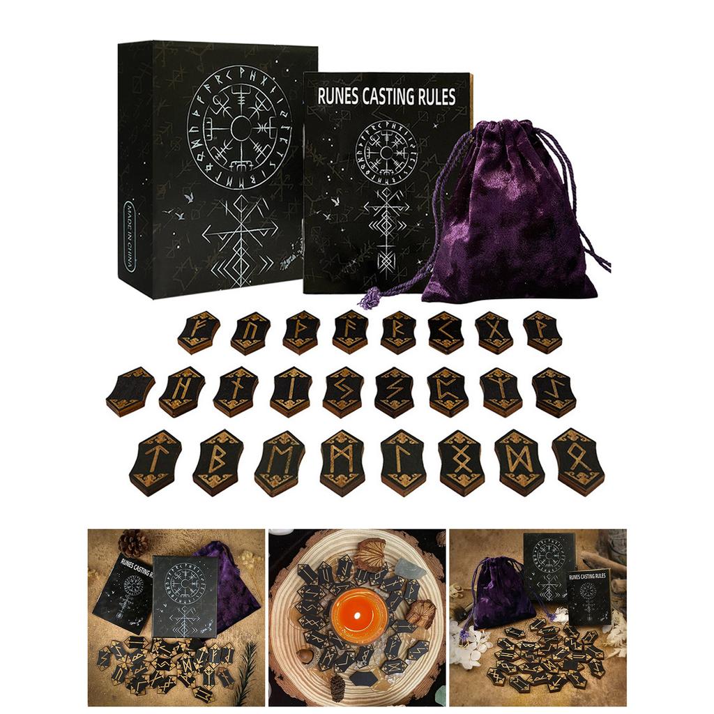 Karty Tarota Wygrawerowane Magiczne Symbole Runy Torba Etui 24szt Karty Run 1szt Pusta Runa Wygrawerowane Karty dla Wglądu i Zabawy