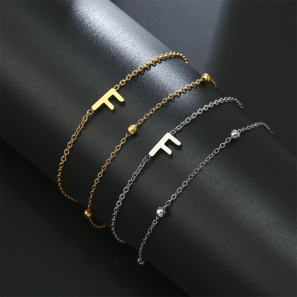 Cazador Stainless Steel Initial Letter Double Chains Bracelet for Women A-Z Alphabet Jewelry 2026 Bracelet On Hand Birthday Gift