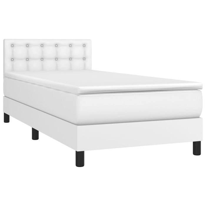 3141108 vidaXL Divan Bed with Mattress White 100x200cm Faux Leather