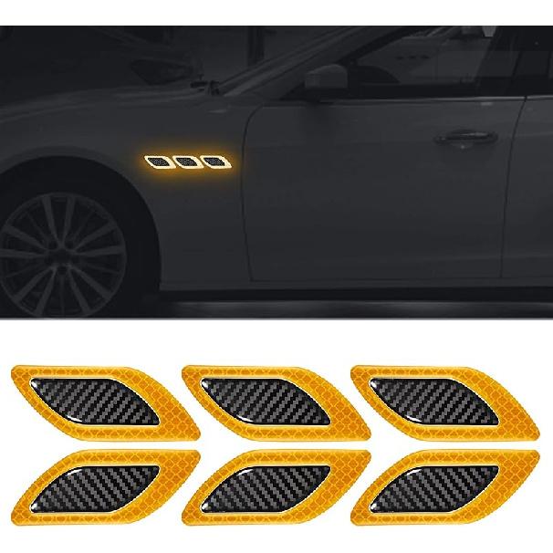 TOMALL 6Pcs 3D Strong Reflective Stripe Sticker for Car Fender Hood Bumper High-Intensity Night Visibility Reflective Decal Safety Warning Diamond