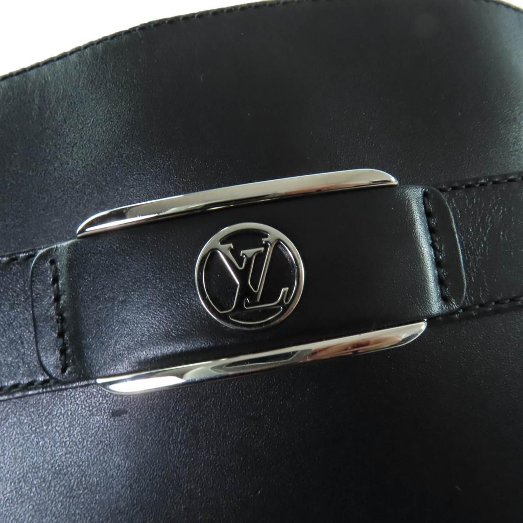 Excellent LOUIS VUITTON Knee-high boots LV logo leather black leather Women 36 Used