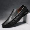 Large Size Men's Casual Leather Shoes Trendy Set Feet One Pedal Loafers Lazy Shoes Casual Handmade Beanie Shoes