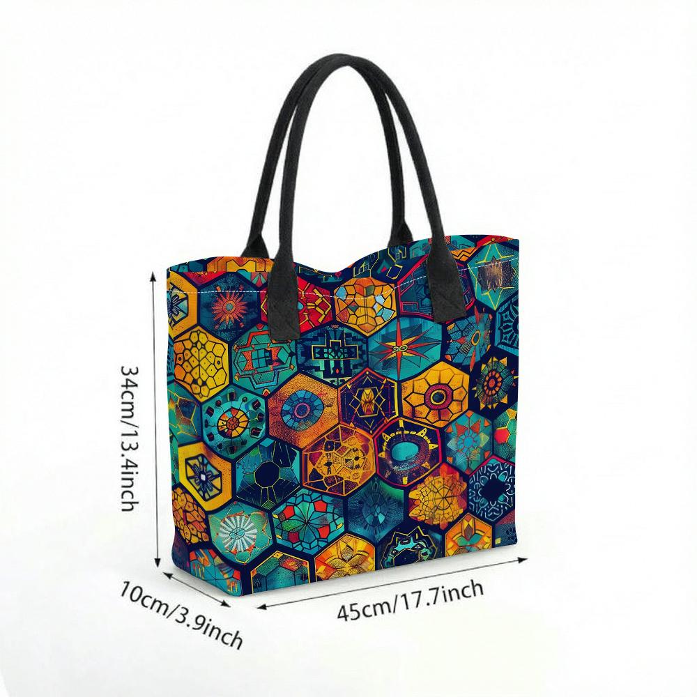  Bohemian Print Tote Bag Large Capacity Shoulder Purse for Daily Travel
