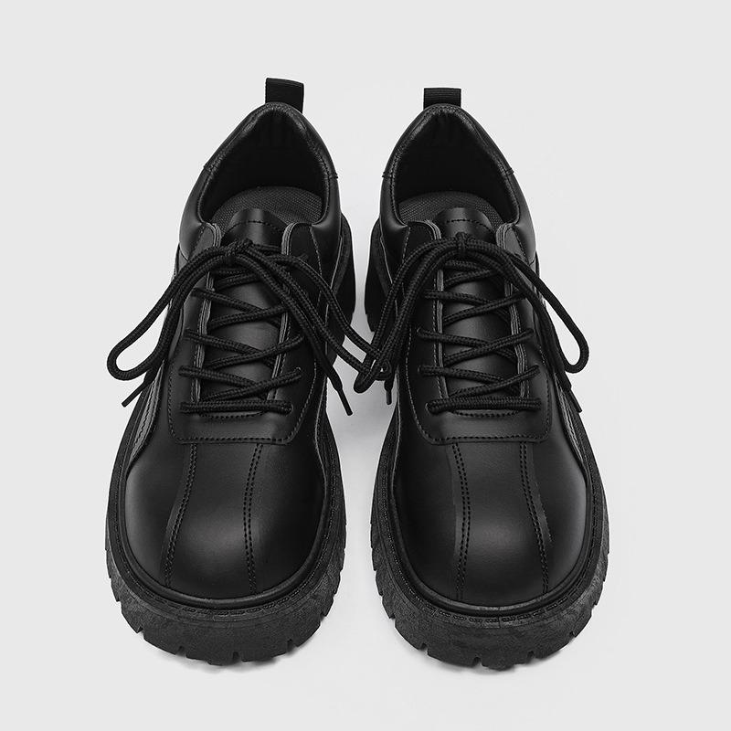 Fashion Shoes for Mens Fashion Black Business Casual Leather Shoe Big Head Derby Shoes Low Top Thick Sole Men's Shoes Zapatillas Hombre