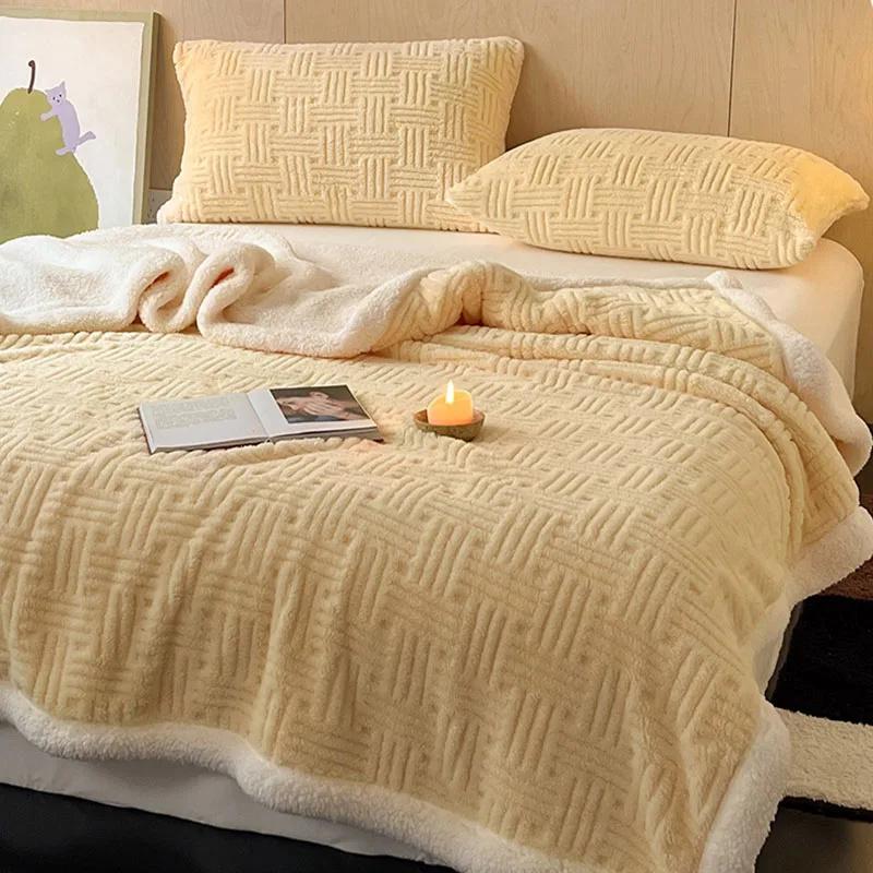 Winter Blanket Coral Fleece Blankets Office Shawl Nap Blanket Air Conditioning Duvet Bedding Warm Sheets 200*230cm