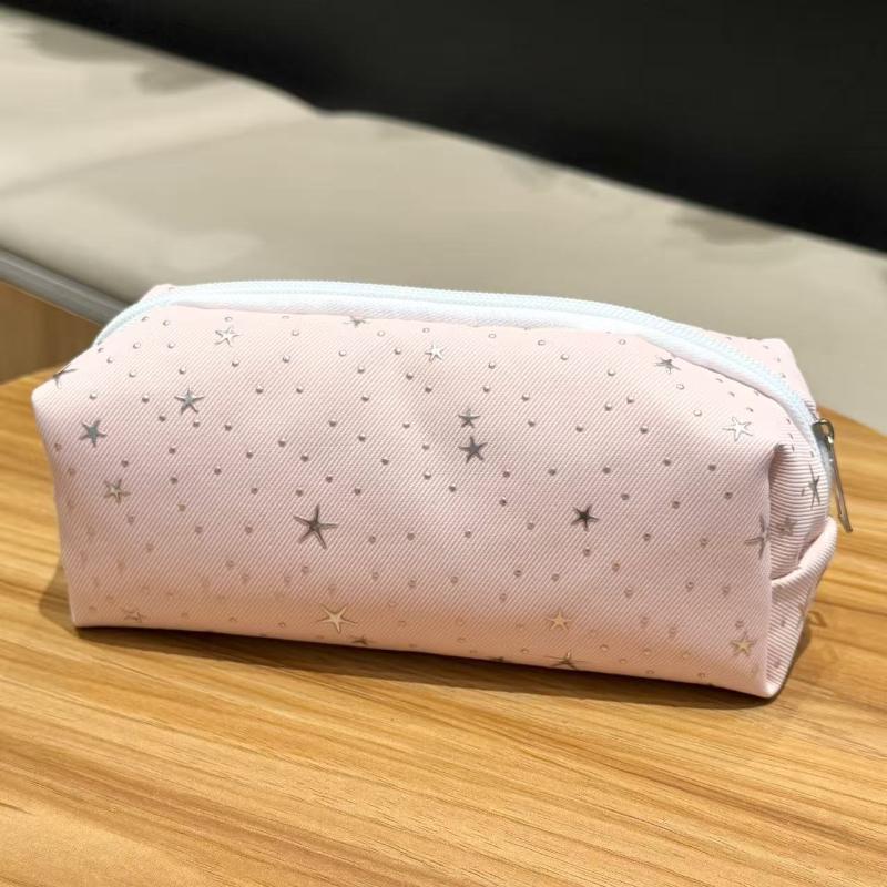 Star Print Canvas Pencil Pouch Multicolor Large Capacity Pen Holder for School Students Office Workers