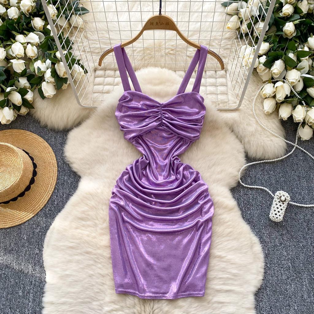 Sommer Dame V-hals Spaghettistropp Mini Kort Sexy Klubbfest Slim Bodycon Futteralkjoler