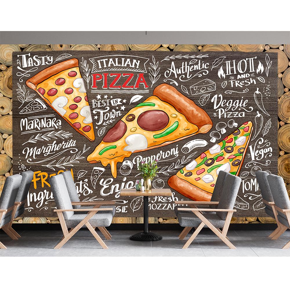

3d Настенная роспись Пиццерия Меловая доска Обои Ресторан быстрого питания Снек Пицца Настенная роспись Индустриальный декор Обои 200 cm(W) x 140 cm(H)