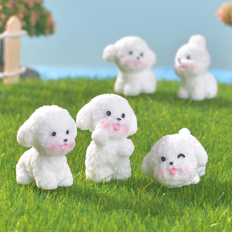 Micro-landscape Simulation Cute Teddy Dog Diy Handmade Keychain Accessories Doll House Decoration Desktop Small Ornaments