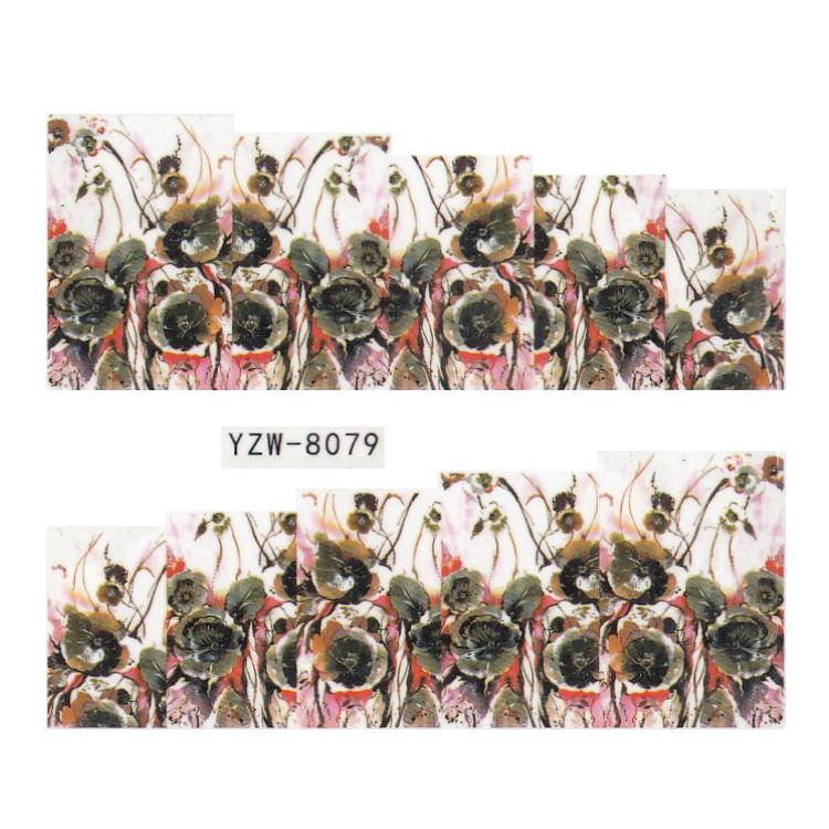 1 Sheet Fashion Women Design Water Transfer Nail Sticker Decal Nail Decorations Painting Portrait Flowers