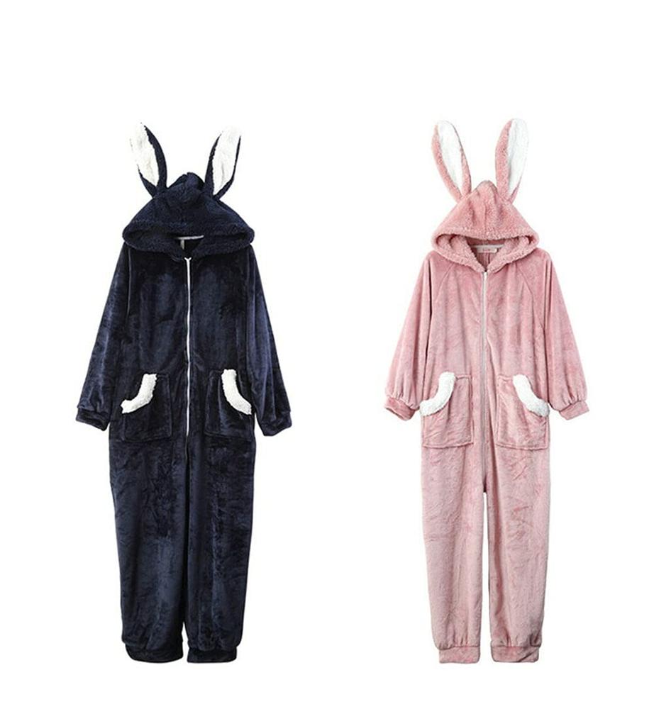 Matching Couple Winter Fluffy Rabbit Flannel Kigurumi Pajamas for Women and Korean Wedding Gift [WJ-SISI] Pajamas, Loungewear, Design, All-in-One Men,