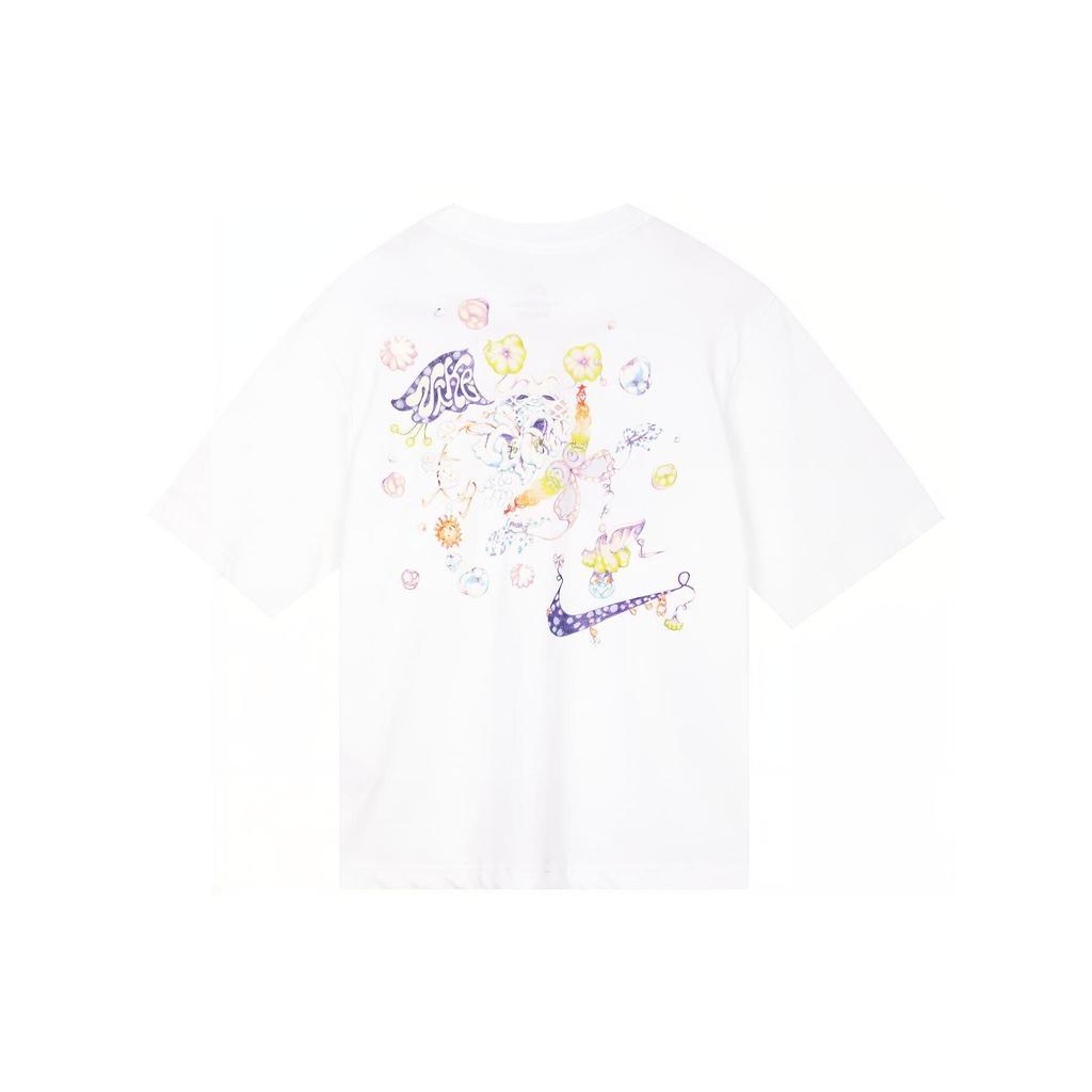 Nike Abstract Hand-Drawn Pattern Printed Loose Round Neck Short Sleeve T-Shirt Women Tops White FD9315-100