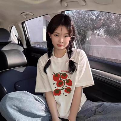 Women's Retro Short-sleeved T-shirt Summer Loose and Laid-back Style Loose Casual Top