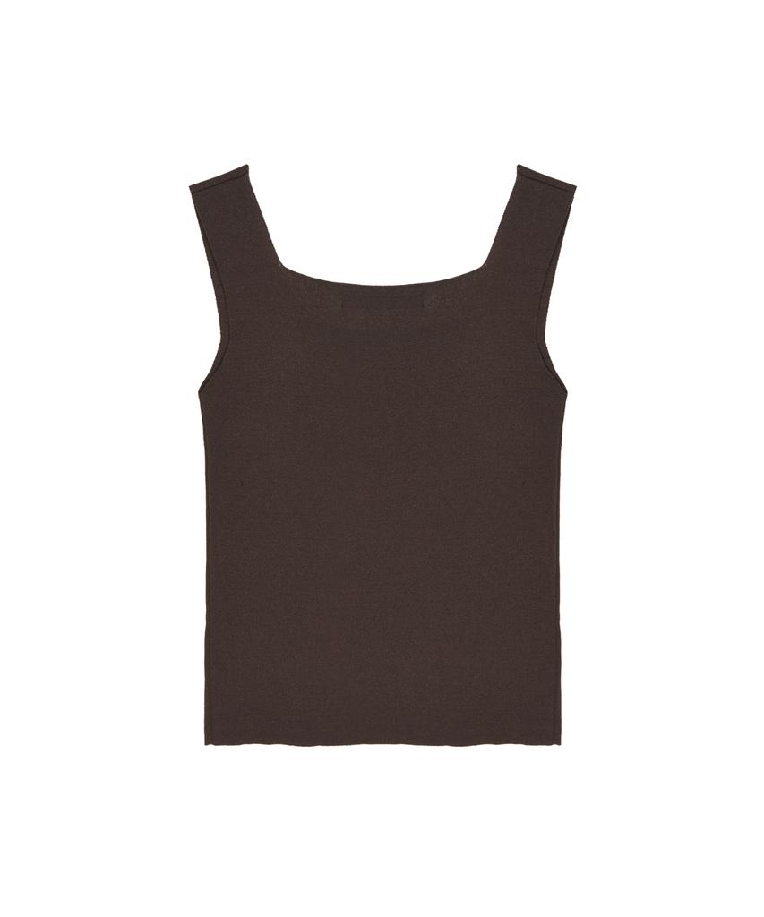Nigaennikol Square Neck Knit Sleeveless_Brown