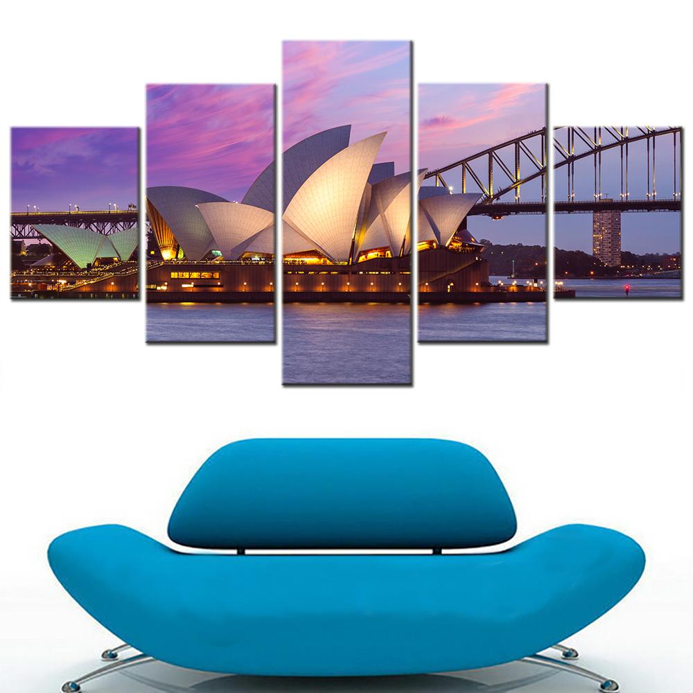 Sydney Opera House Wall Art Canvas Print Modular Canvas Painting Bedroom Decoration Poster Aesthetic Room Decor Picture 20X3 520X45 20X55CM