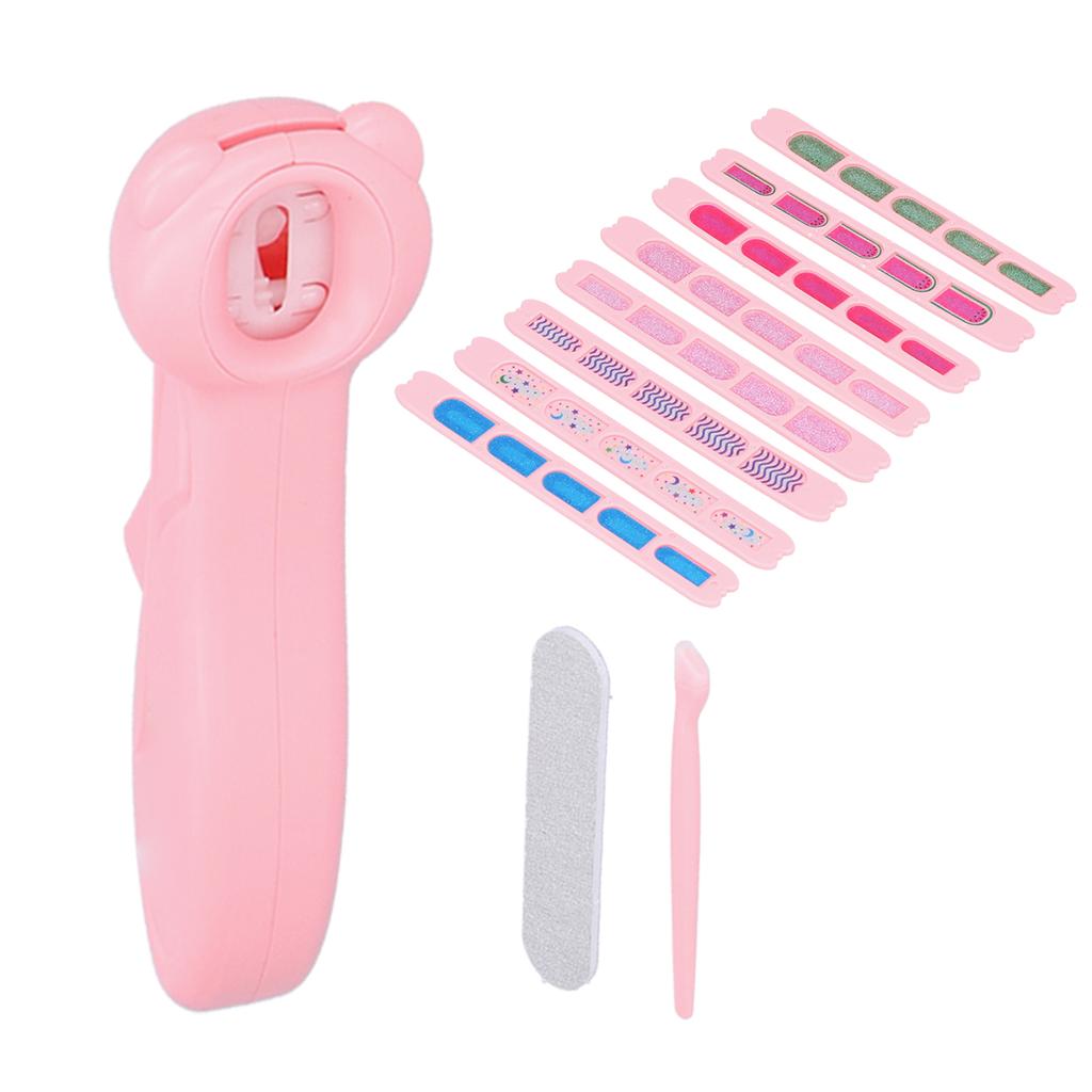 Nail Stamping Machine Set Glitter Stickers Nail File Children DIY Nail Art Printer Kit