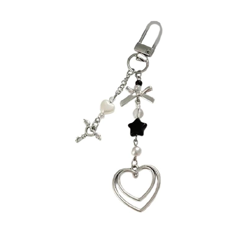 Heart Star Beaded Keychain Pendant Cute Decoration Pendant Keyring Charm