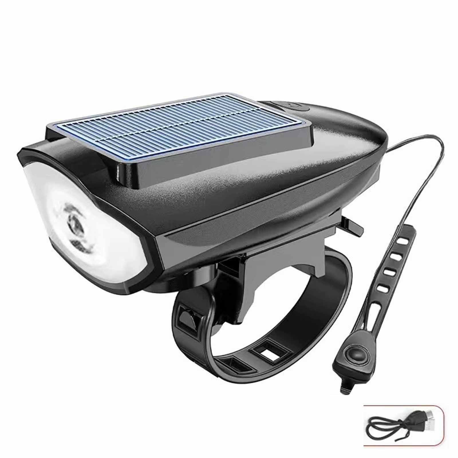 

Solar Integrated Headlight – Horn & Strong LED Light for Mountain & Road Bikes, Night Riding Flashlight Lamp One Size