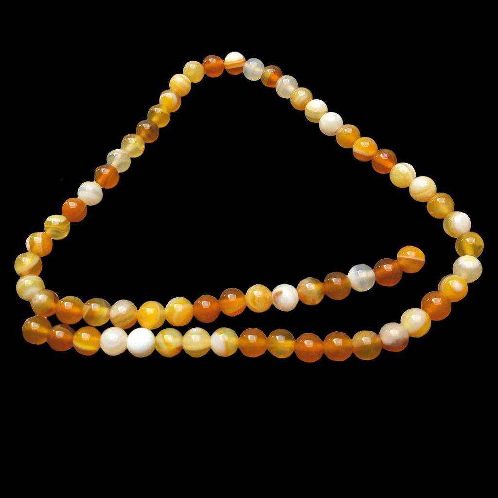 Fil de 64 perles rondes 6mm 6 mm en agate jaune transparente