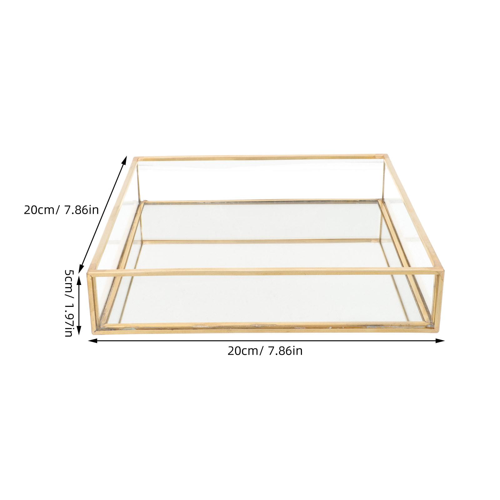 Glass Tray Brass Frame Vanity Tray