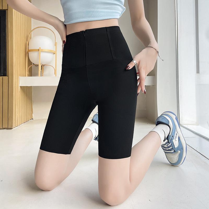 Zipper-breasted women's outer wear new spring and autumn thin high-waisted belly Barbie sandfish leggings