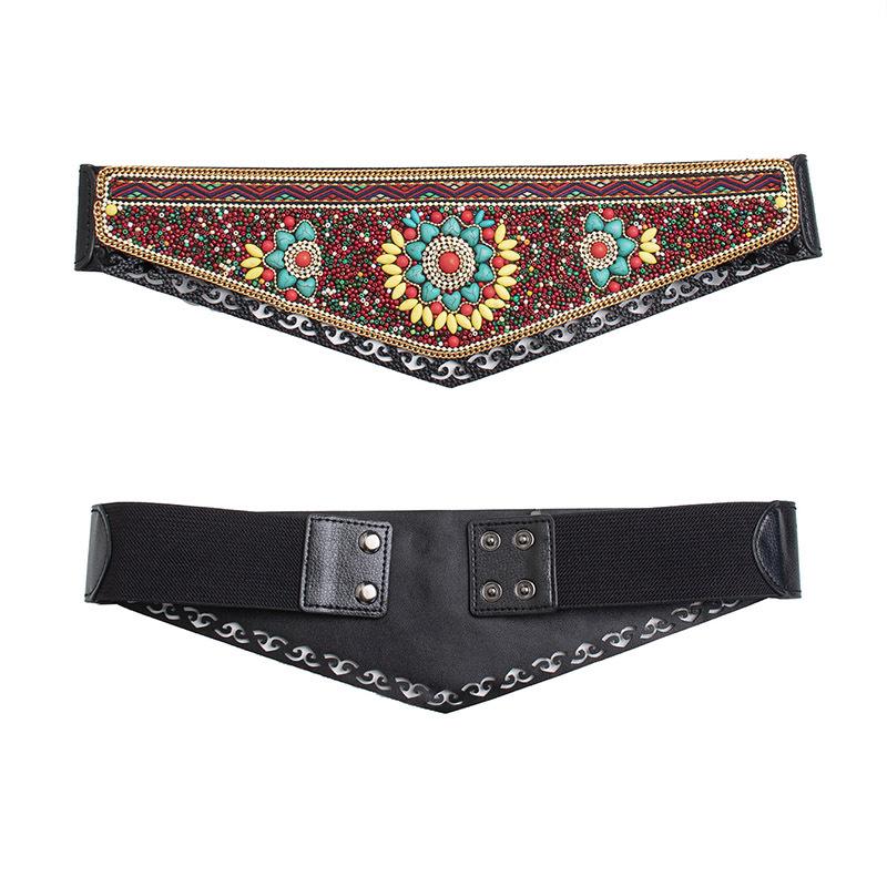 

Бохо Стиль Тяжелая Индустрия Бирюзовый Полый Этнический Стиль Узор Эластичный Национальный Стиль Путешествия Фото Эластичный Облегающий Женский Пояс