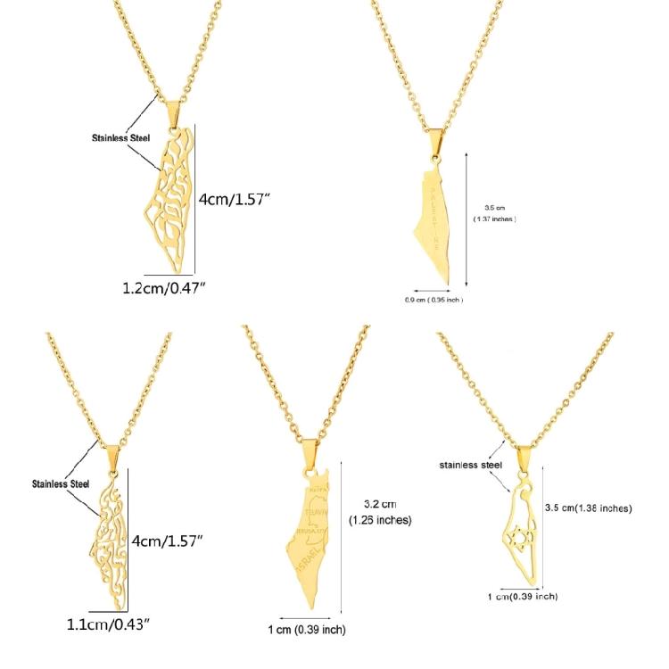 Vintage ISR PS Map Pendant Necklace Women Men Fashion Jewelry Gift