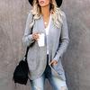 Autumn Winter Vintage Loose Long Sleeve Top Solid Color Cardigan Knitwear V-Neck Sweater