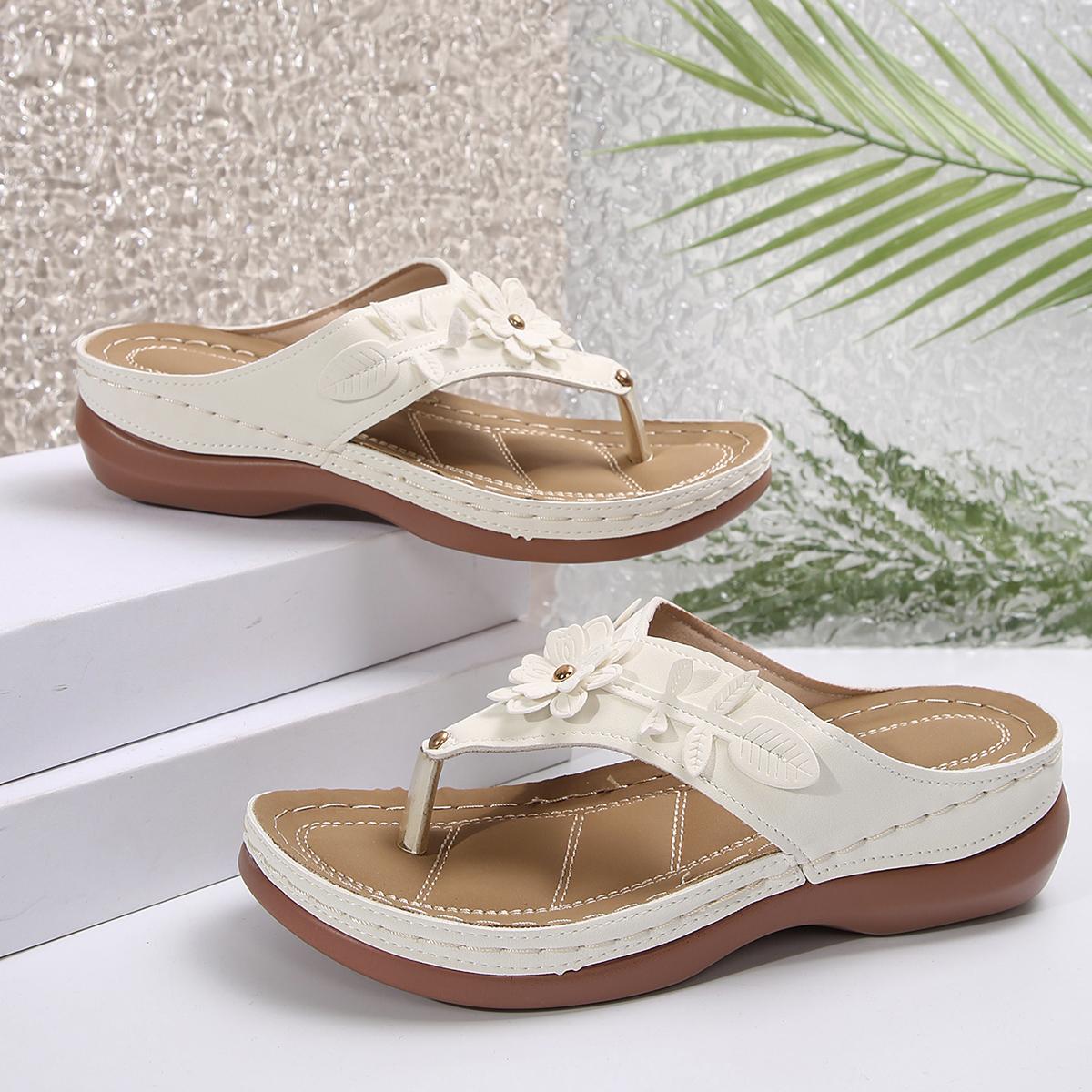 

Fashion 2024 New Women Lightweight Floral Retro Flip Flops Summer Fashion Non Slip Slippers Outdoor Beach Casual Shoes Slides Women 36 белый