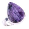 Natürlicher Charoit-Edelstein, handgefertigt, 925er Sterlingsilber, Ringgröße 7, Z0O50