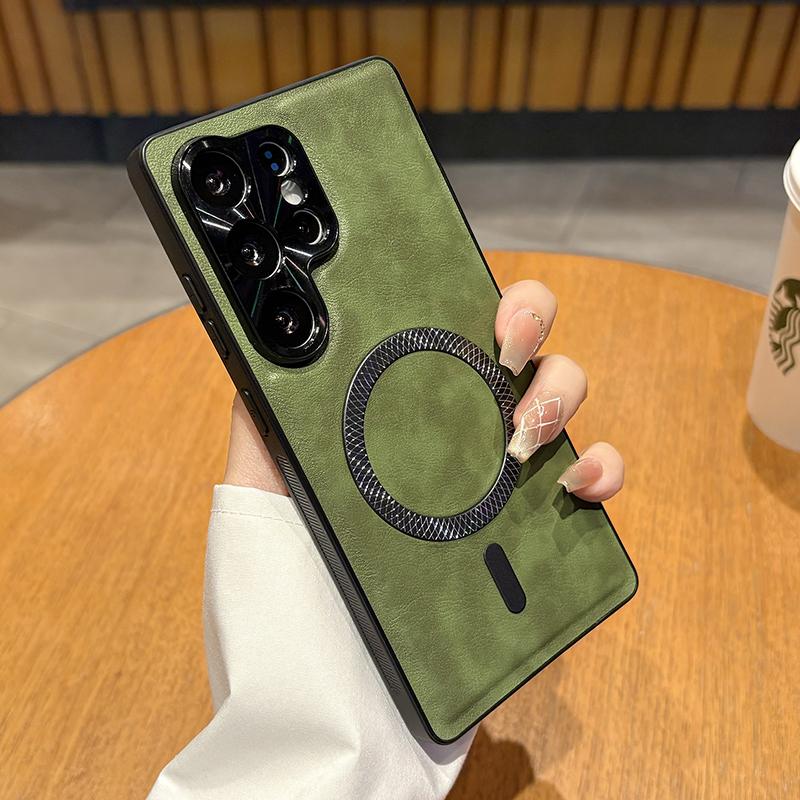 

Магнитный чехол для Samsung Galaxy A56 A16 A36 A55 A15 A54 A53 A25 M34 Обложка Кожа Мягкий Противоударный Mag-safe Металлический Чехол для Камеры Galaxy M34 5G зелёный