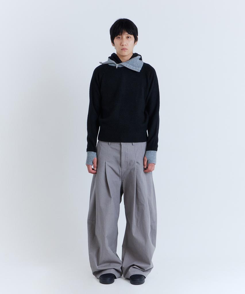 PARADIGMFILM [Ep.03] Slant High-Neck Hooded Knit (Black)