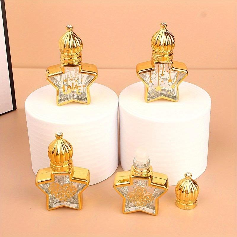 2pcs/set 8ML Luxury Golden Essential Oil Roller Bottle Refillable Perfume Bottle Glass Roll-On Essential Oil Bottle Cosmetics