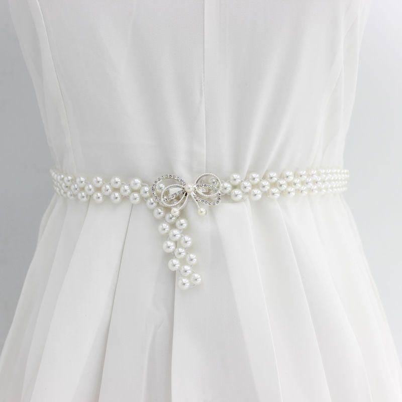 Stylish Beaded Elastic Waist Belt Designed For Women With Large Pearls Rhinestones And
