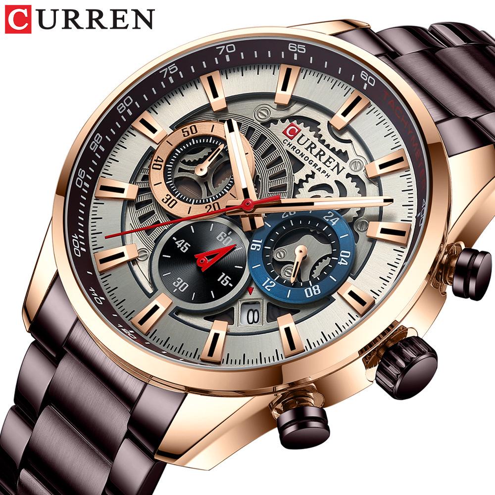 Curren 8391 Men's Sports Casual Quartz Watch with Steel Band and Calendar
