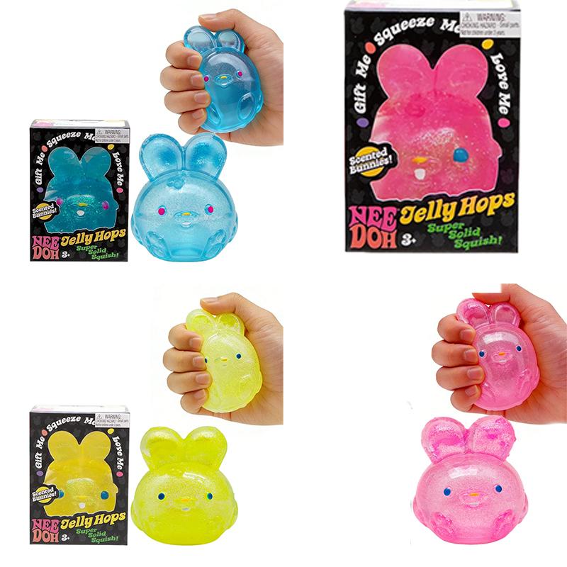 NeeDoh Lapin sensoriel Ours en gélatine Doux Joli Cube Anti-stress Soulagement du stress TDAH Non toxique Jouet à presser et étirer pour Enfants Adultes
