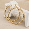 Gold Tone Cut Textured Large Hoop Earrings for Women Simple Retro Style Everyday Hoop Earrings Jewelry