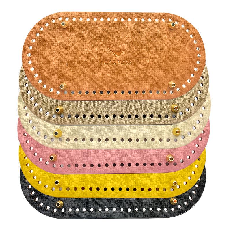 Handmade Leather Crochet Bag Base with Oval Logo - Quality DIY Accessory
