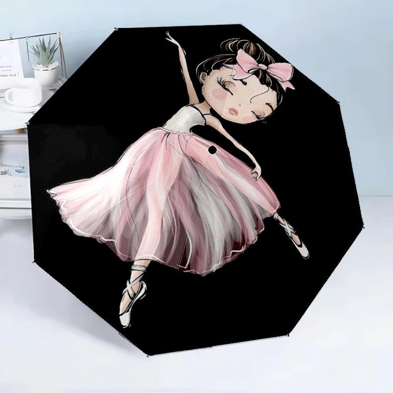 Ballerina With Swans And Flowers 8-Frame for Travel, camping, Casual Lightweight Portable Umbrella, Essential for every family Holidays Birthday Gift